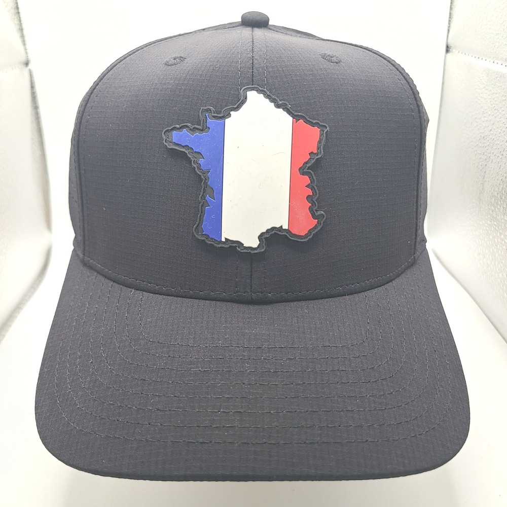 Local Crowns Snapback Hat Mens Black Nylon Mesh Back France Map Flag Patch Logo